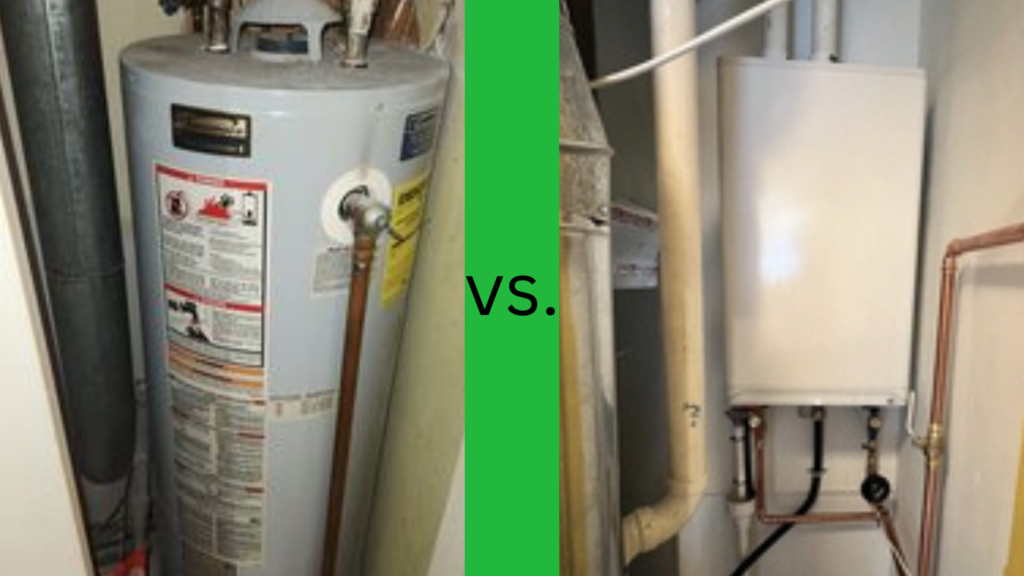 Standard water heater vs. Tankless water heater